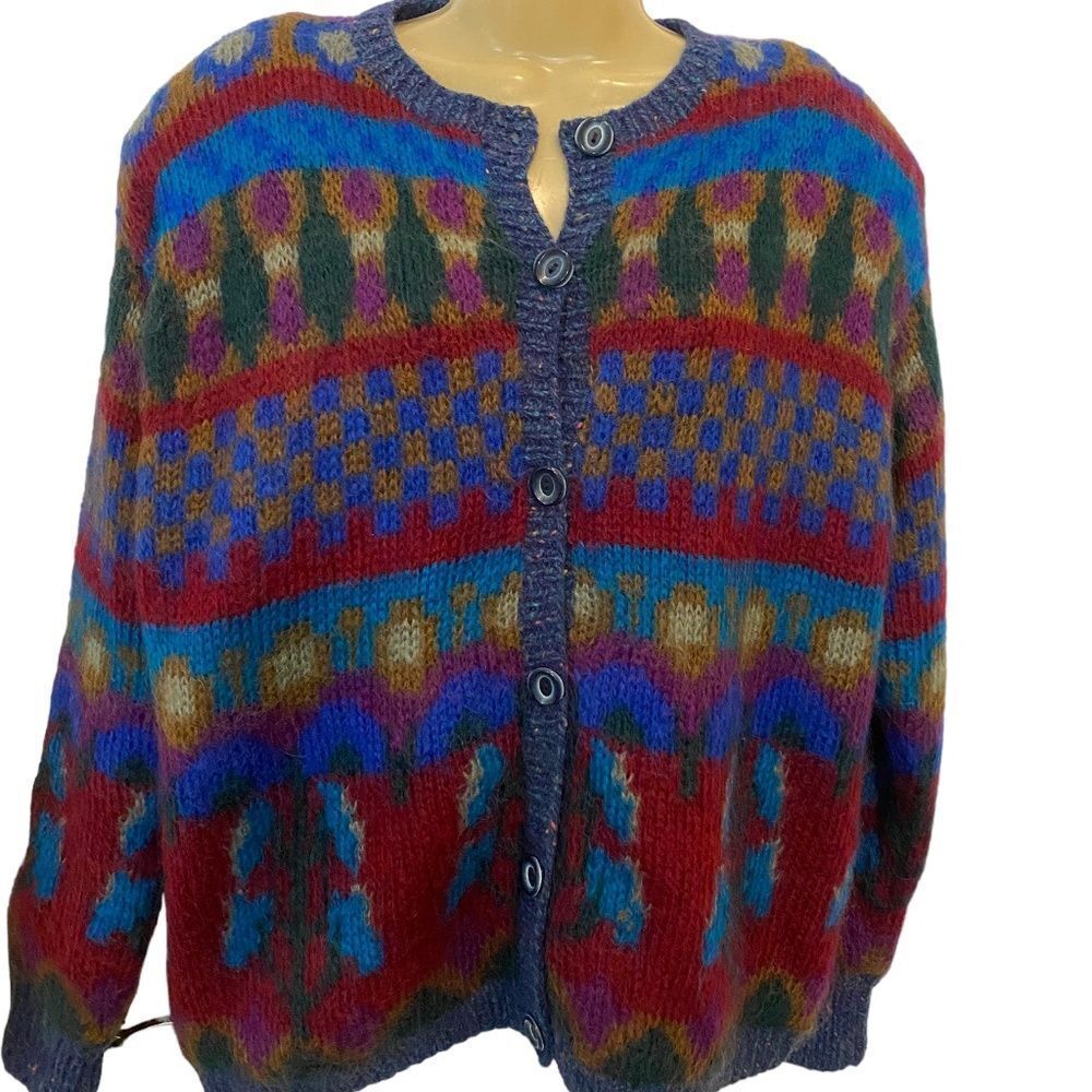 RARE Vintage lined mohair button, front cardigan
